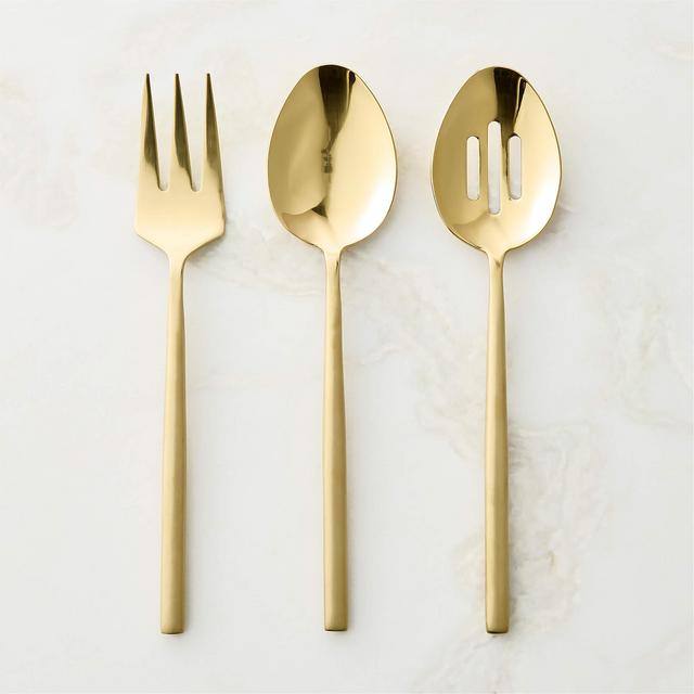 Rush 3-Piece Brushed Gold Serving Utensil Set