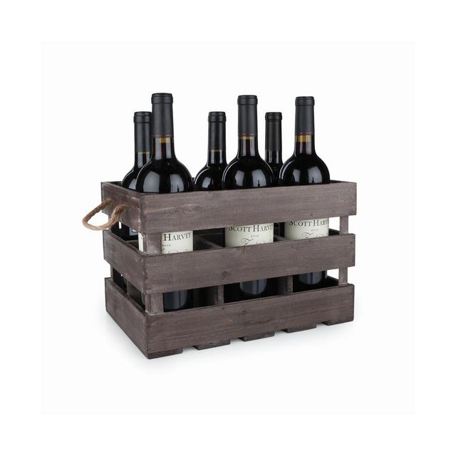 Twine Rustic Farmhouse Wooden 6 Bottle Crate