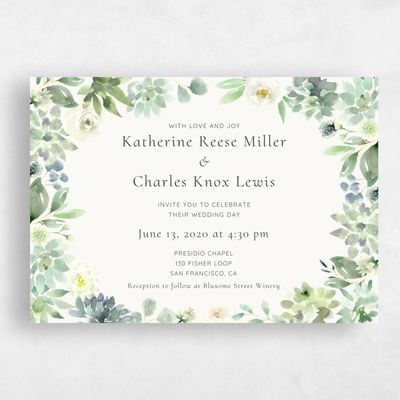 Green Landscape Wedding Invitation - Cricket Wreath