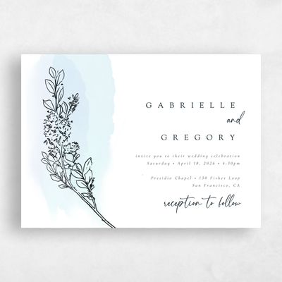 Pale Blue Wedding Invitation - Lorraine Landscape