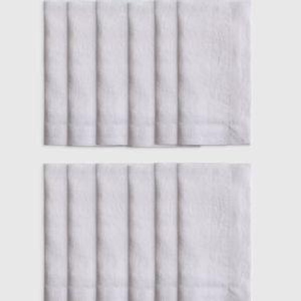 White European Linen Wide-Hem Napkins (Set of 12)