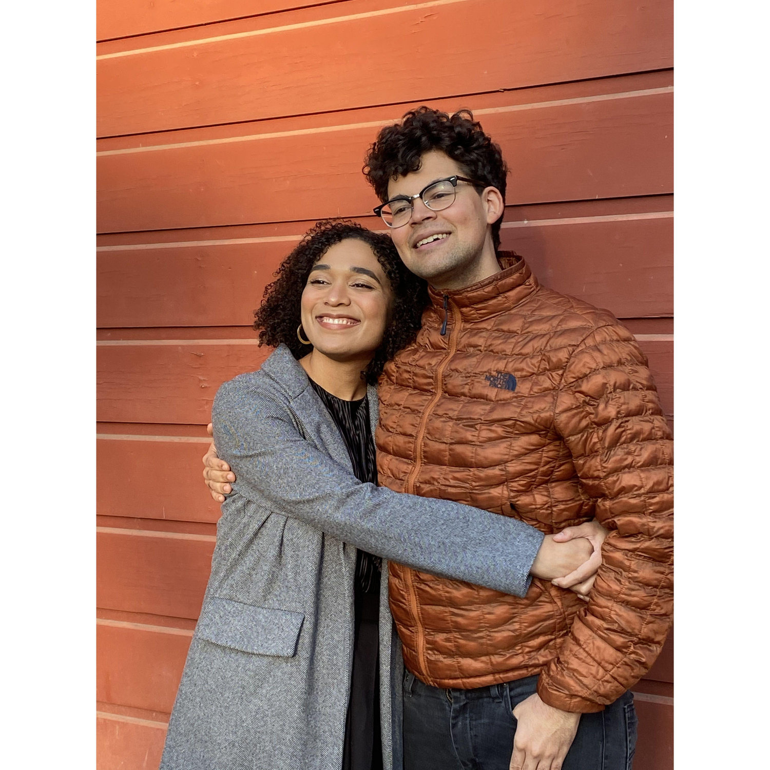2020: Five years into our relationship, Nicholas was blending into the barn behind him so we needed to capture the moment to remember forever and put on our wedding website.