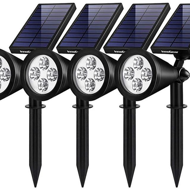 InnoGear Solar Lights Outdoor, Upgraded Waterproof Solar Powered Landscape Spotlights 2-in-1 Wall Light Decorative Lighting Auto On/Off for Pathway Garden Patio Yard Driveway Pool, Pack of 4 (White)