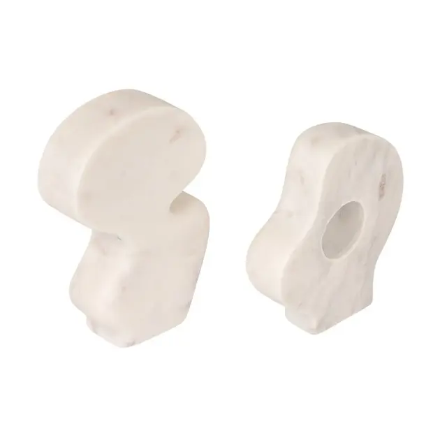 Storied Home Decorative Abstract Marble Sculptures, Set of 2 Styles, White