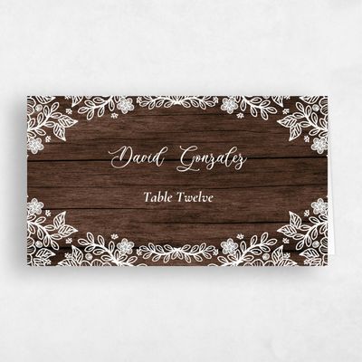 Brown Wedding Place Card - Kenton