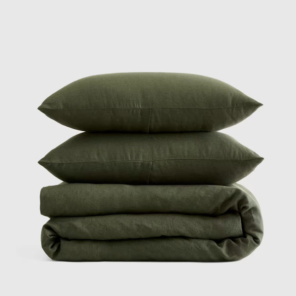 European Linen Duvet Cover Set in Pine - King