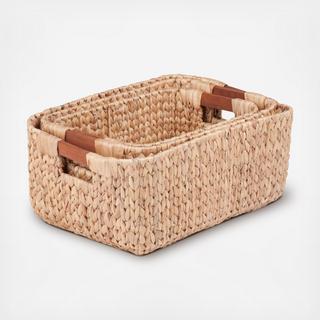 Rectangular 3-Piece Water Hyacinth Basket Set