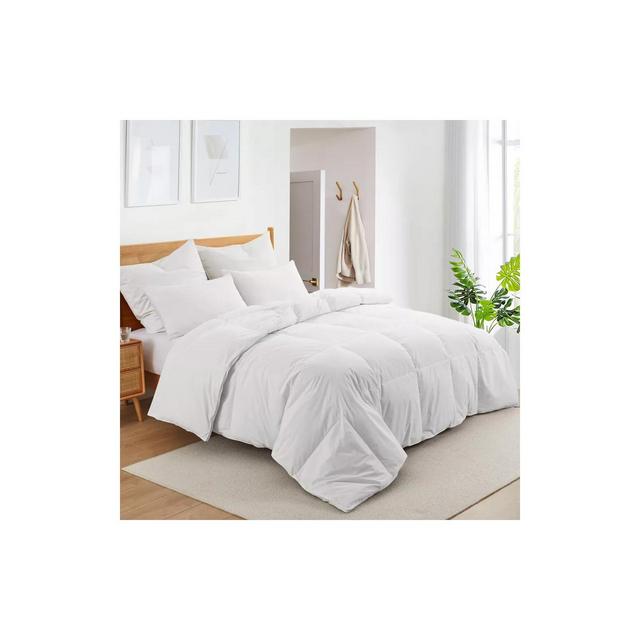Peace Nest White Goose Down Feather Fiber Comforter Medium Weight Duvet Insert, Full/Queen