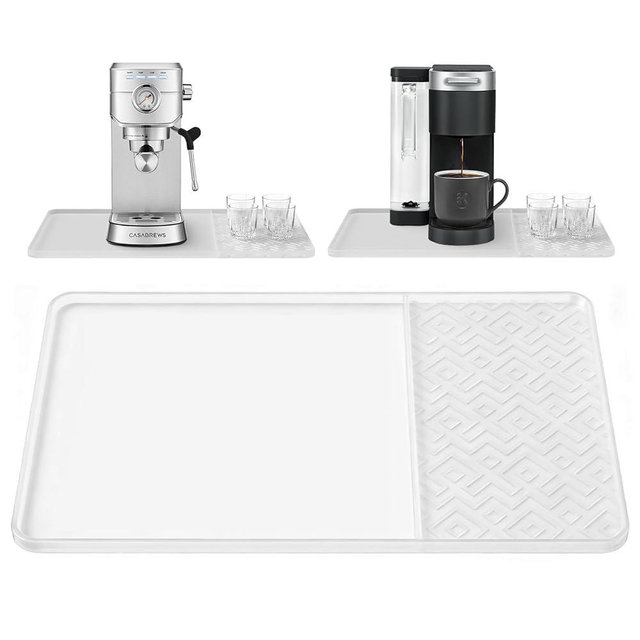 Silicone Coffee Mat with Raised Edges 19" x 12" – Waterproof Countertop Mat, Coffee Maker Pad, Espresso Machine Mat, Heat Resistant Dish Drying Mat