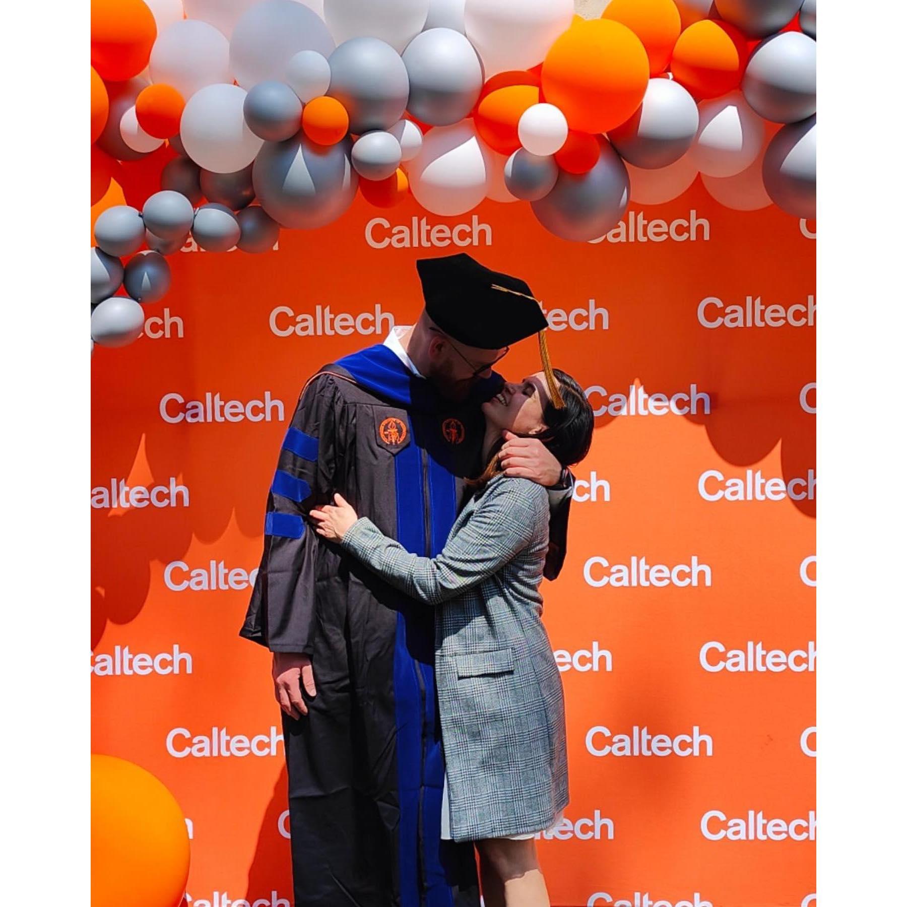 Celebrating David's PhD graduation from Caltech in 2023.