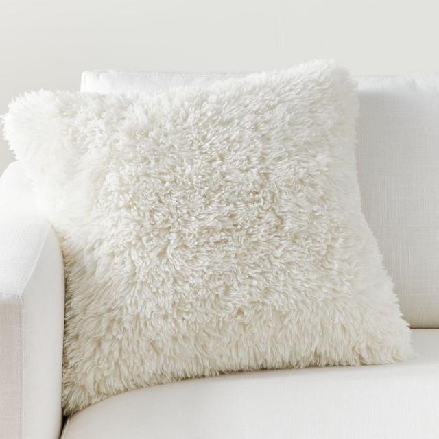 Dream Faux Fur Pillow Cover, 20" x 20", Ivory