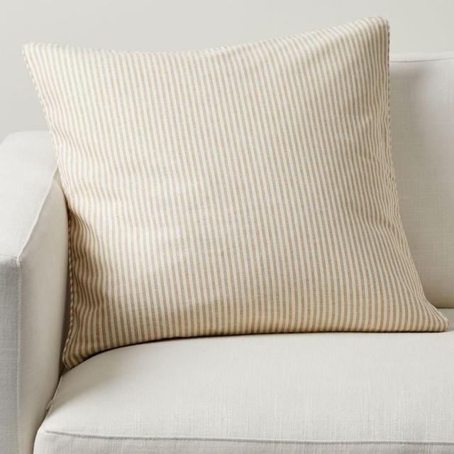 Wheaton Striped Pillow Cover, 22" x 22", Flax/Ivory