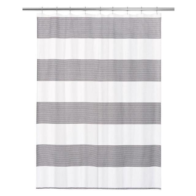 Calvin Klein Donald Shower Curtain in White/Black