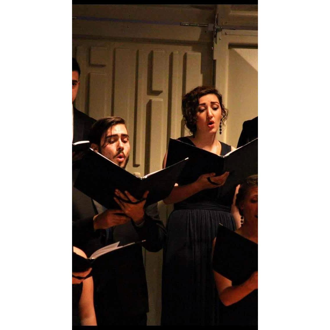 singing in a chamber singers concert