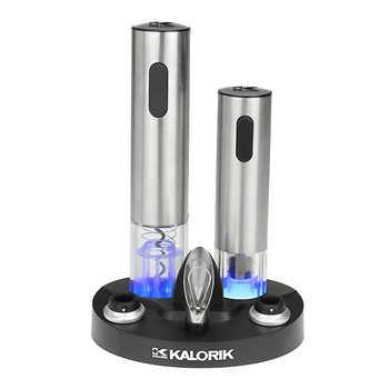 Kalorik Stainless Steel Wine Lovers Set with Opener and Preserver