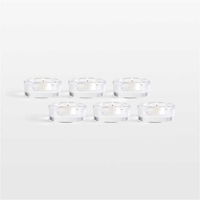 Essential Modern Low Wide Glass Tealight Candle Holder, Set of 6