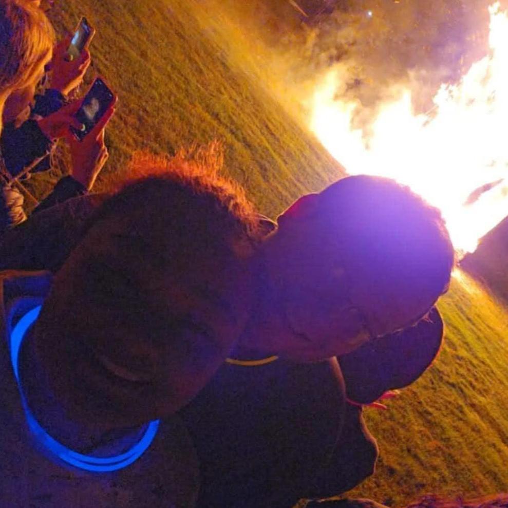 Attending MSUM's Burning of the M for spirit week
