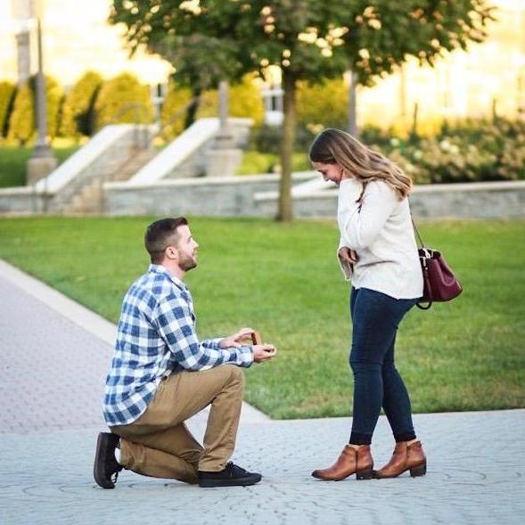 Steven proposed on the quad at our alma mater, James Madison University!