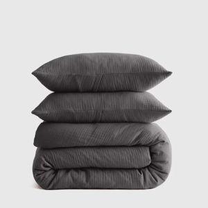 Charcoal - Organic Airy Gauze Duvet Cover Set