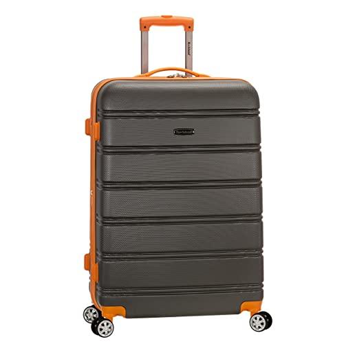 Rockland Melbourne Hardside Expandable Spinner Wheel Luggage, Charcoal, Checked-Large 28-Inch