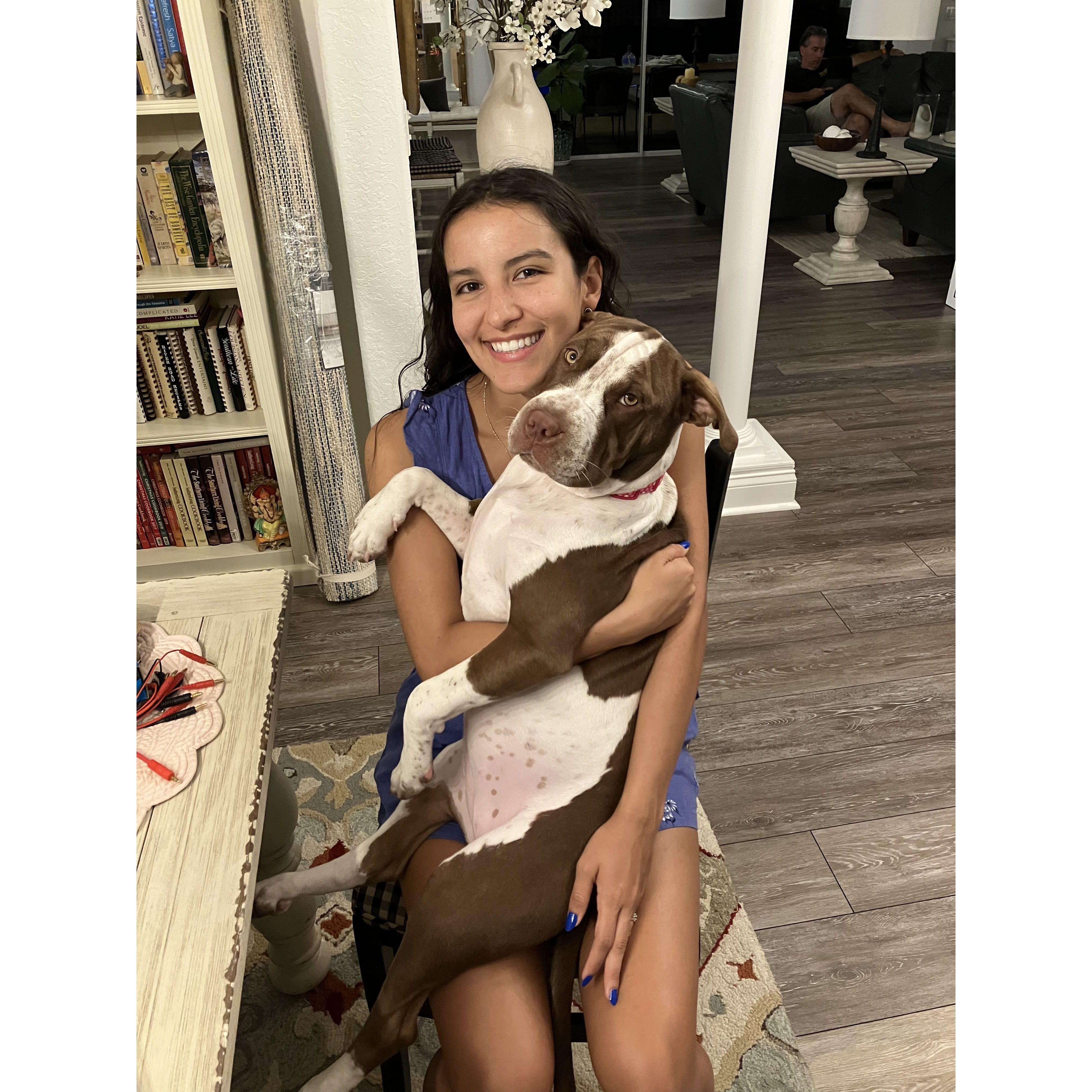 Sasha with Matthew's familys new puppy, Sugarbelle