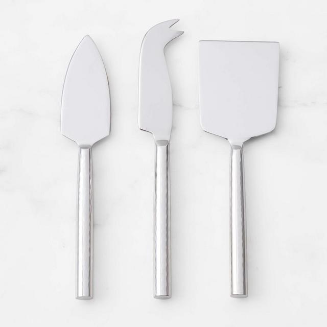Stainless-Steel Hammered Cheese Knives, Set of 3