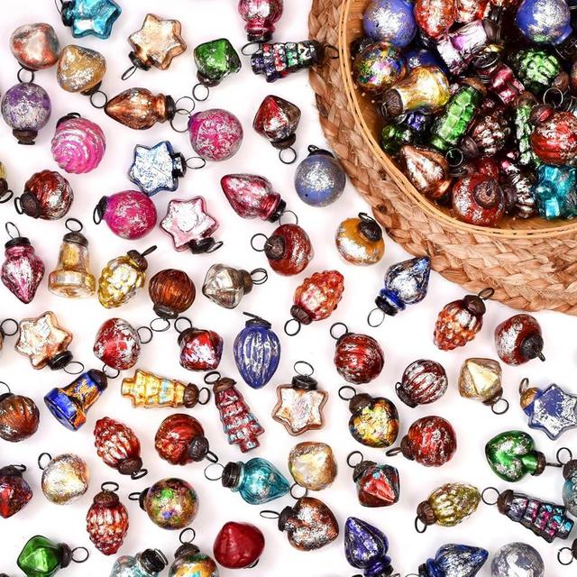25 Vintage Christmas Ornaments- Antique Glass Christmas Ornaments- Vintage Christmas Decorations- Vintage Retro Christmas Tree Ornaments- Christmas Tree Decorations- Mini Ornaments- Christmas Balls