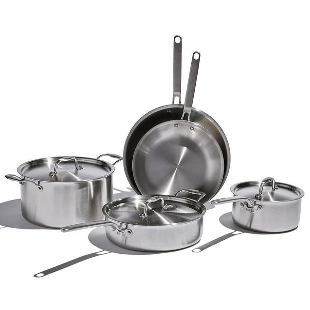 Eater x Heritage Steel 8 Piece Core Set | Made in USA | 5 Ply Fully Clad Stainless Steel Cookware Set | Stay Cool Handle Design | Induction Cookware Set | Non Toxic Cookware Set | Cook like an Eater