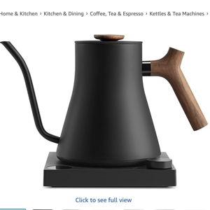 Gooseneck Kettle - Pour-Over Coffee and Tea, Quick Heating, Precise Temperature Control, Scheduling, Built-in Brew Timer, Matte Black with Walnut Wood Handle, 0.9 Liter
