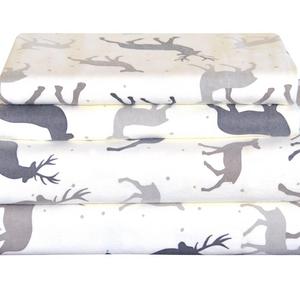 Pointehaven Heavy Weight Flannel Sheet Set, California King, Autumn Deer