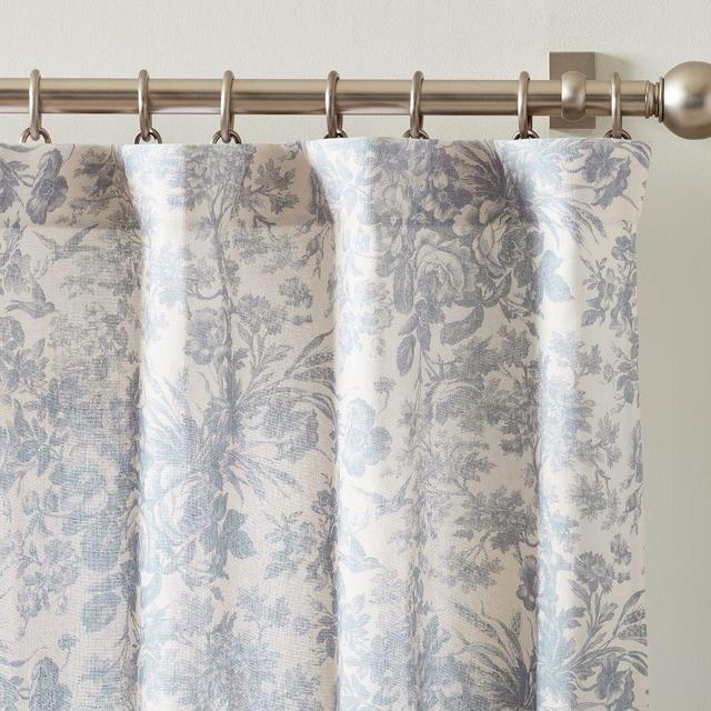 Sorrel Toile Curtain, Blue, 50" W x 96" L