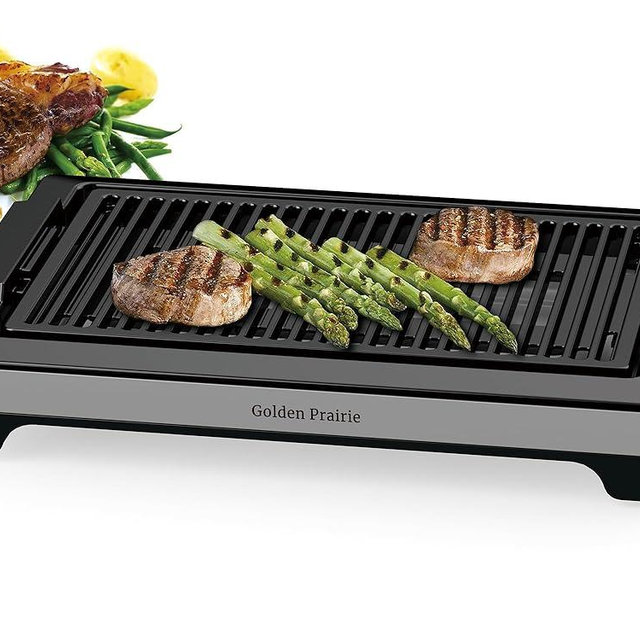 Indoor Grills Electric Smokeless, 1600W BBQ Grill with Water-Filled Drip Tray, 15-Inch Nonstick Grate for Steaks & Korean BBQ, Rapid Heating for Searing