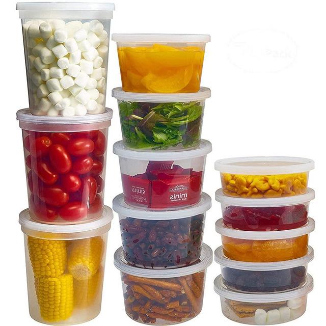 DuraHome Food Storage Containers with Lids 8oz, 16oz, 32oz Freezer Deli Cups Combo Pack, 70 Sets BPA-Free Leakproof Round Clear Takeout Container Meal Prep Microwavable (70 Sets - Mixed sizes)