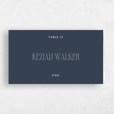 Grayed Navy, Blue Wedding Place Card - Solange Fish