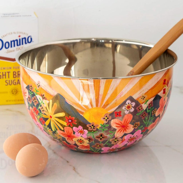 Stainless Steel Bowl - Large Watercolor Floral