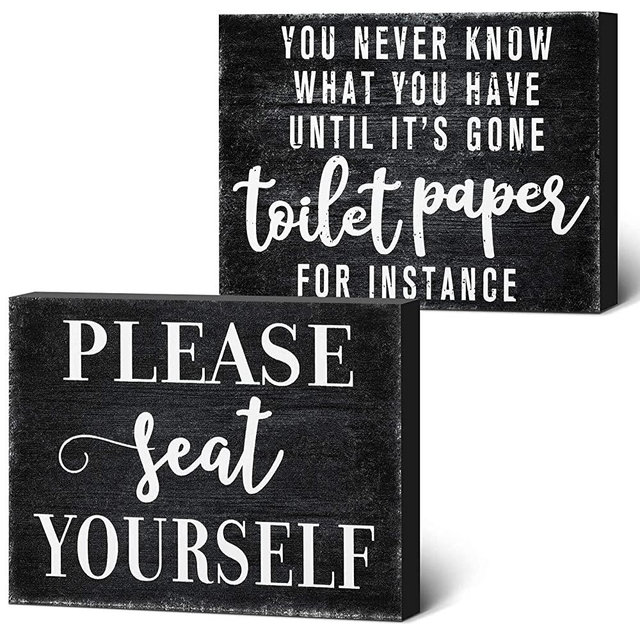 2 Pieces You Never Know What You Have Until It's Gone Toilet Paper Sign Funny Farmhouse Bathroom Sign Please Seat Yourself Wall Sign Humor Toilet Box Plaque for Home Decoration, 4 x 5 Inch