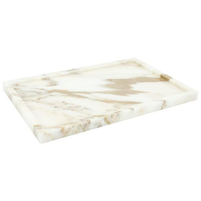 100% Natural Marble Serving Tray Luxury Calaccata Viola Marble Storage Tray for Home Decor Stone Tray for Bathroom/Kitchen/Vanity/Dresser,Plate Holder for Tissues, Candles, Towel