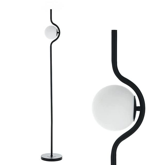Floor Lamp,Standing Lamp with Frosted Glass Globe,Morden Glod Tall Lamp with Foot Pedal.Mid Century Floor Lamps for Living Room,Bedroom,Office,Reading (Black)