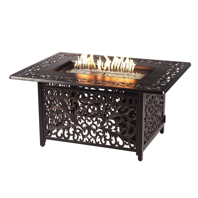 48" Rectangular Aluminum Outdoor Propane Fire Table with Wind Blockers & Propane Tank & Table Covers - Oakland Living