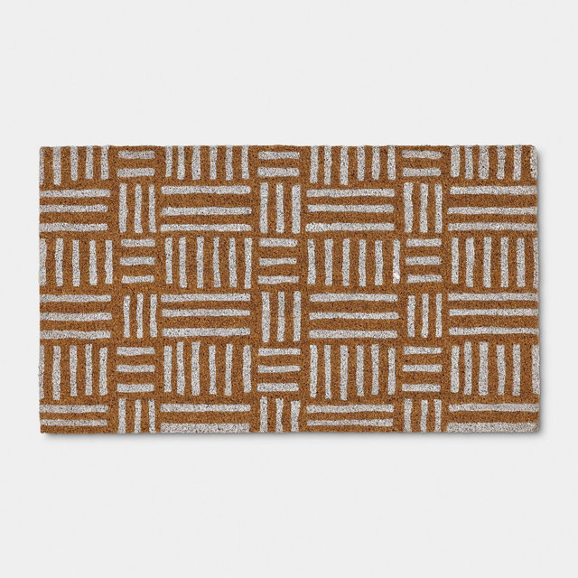 1'4"x2'4" Crosshatch Rectangle Outdoor Door Mat White - Room Essentials™