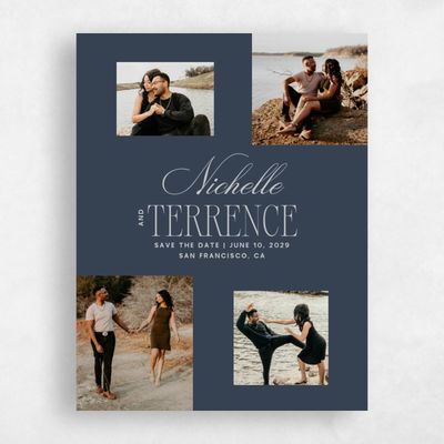Grayed Navy, Blue Wedding Save the Date - Solange Photo