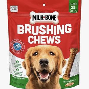 MILK-BONE Original Brushing Chews Large Chicken Flavor Daily Dental Dog Treats, 25 count - Chewy.com