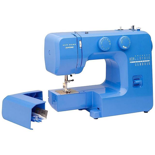 Janome Blue Couture Easy-to-Use Sewing Machine with Interior Metal Frame, Bobbin Diagram, Tutorial Videos, Made with Beginners in Mind!