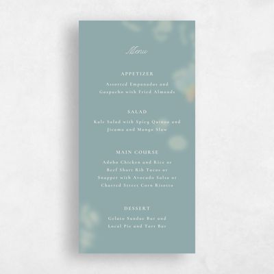 Blue Sage Wedding Menu - Ola