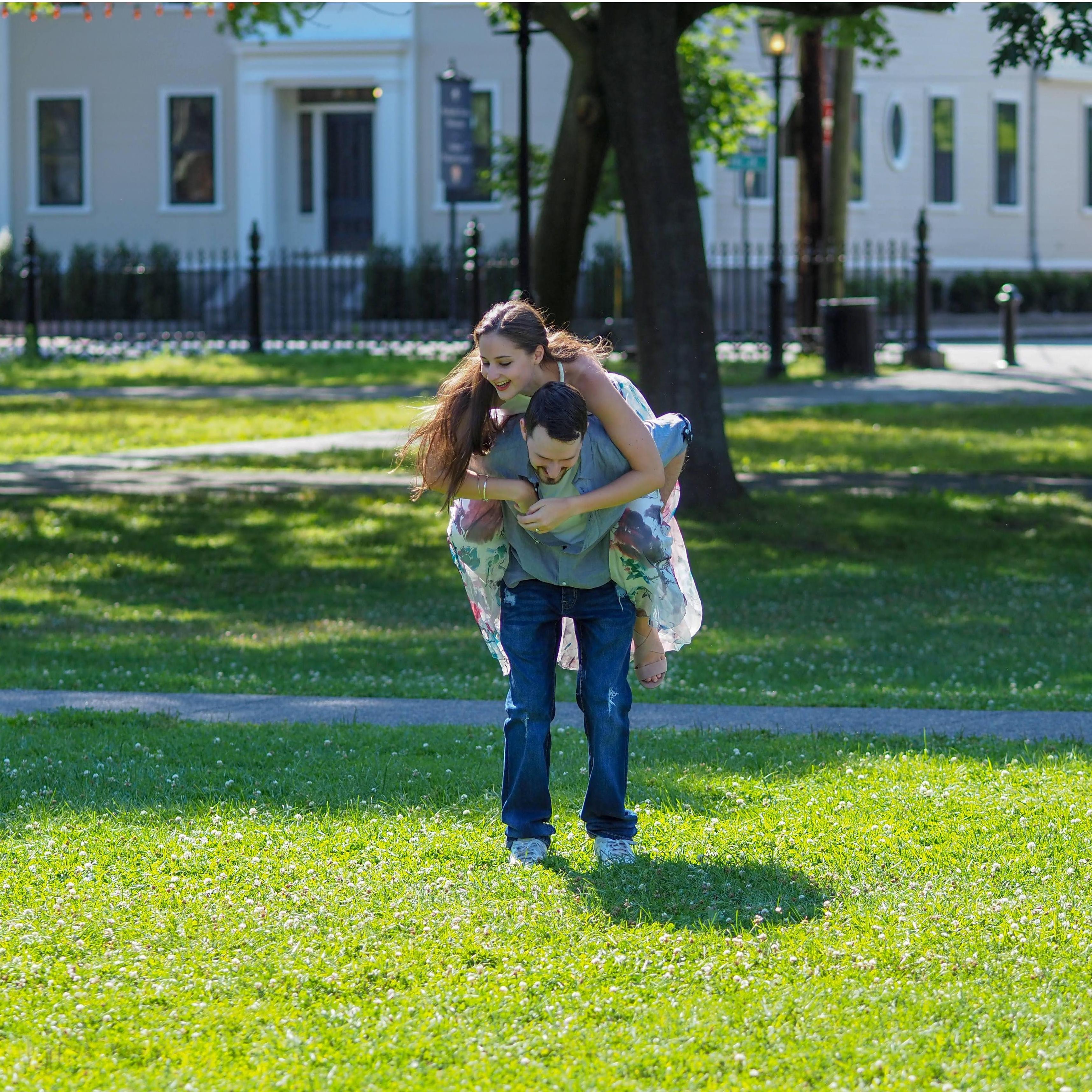 Fun Fact: carrying Kaleigh back and forth across the park eighteen times was Chris's workout for the next three-point-five years