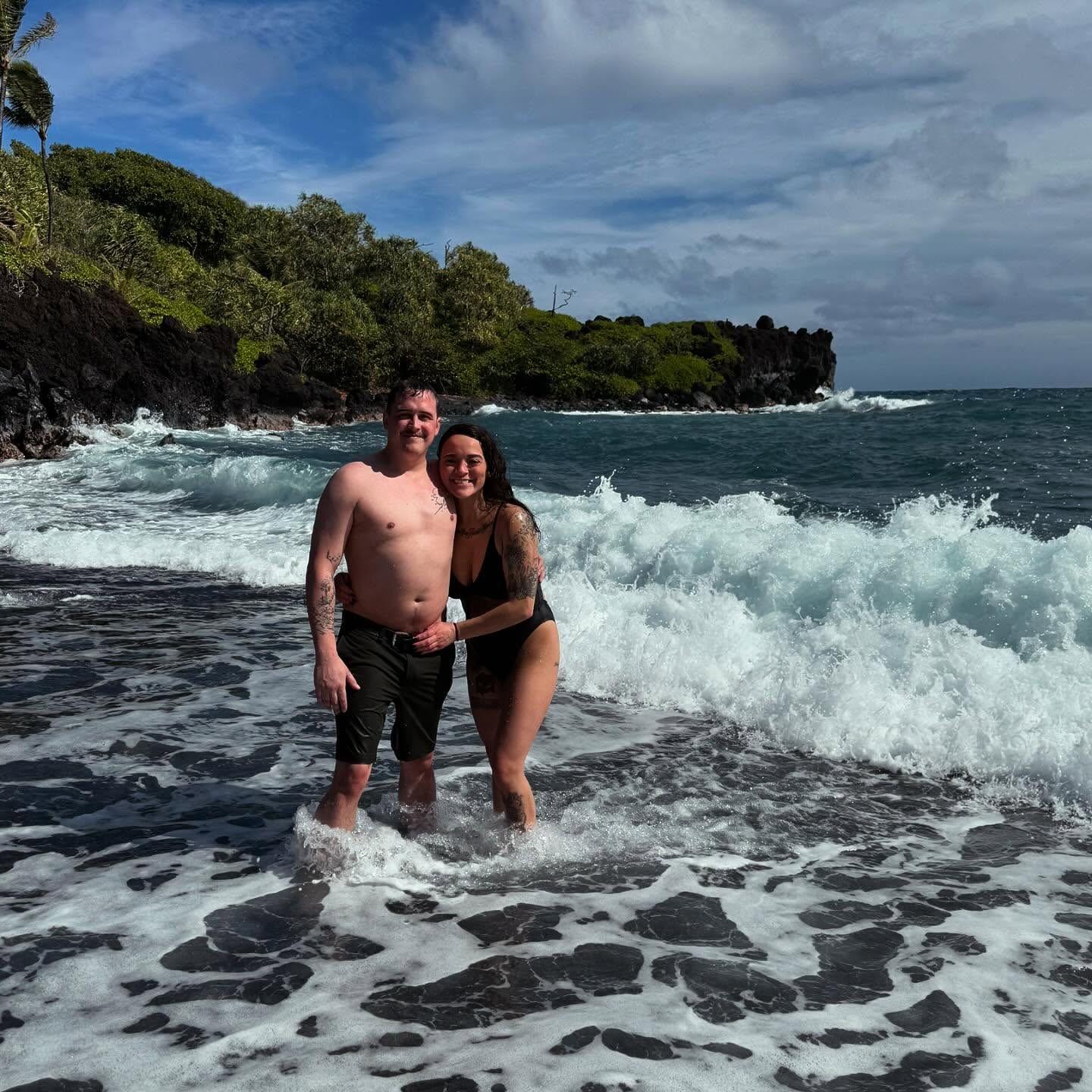 Black sand beach on Maui