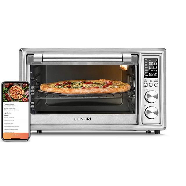 COSORI 12-in-1 Air Fryer Toaster Combo, Convection Countertop Oven with Rotisserie, Dehydrator & Pizza, 100 Recipes & 6 Accessories, 30L, 31.7 QT-Silver Smart