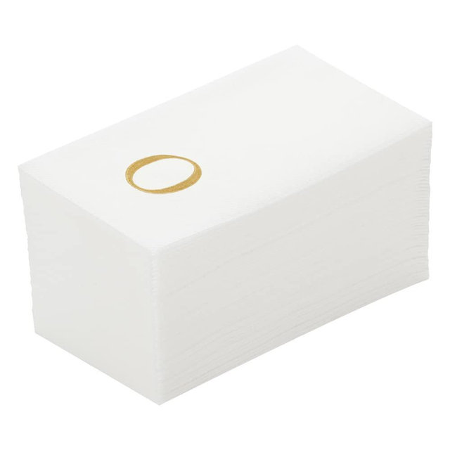 Luxenap 15.8 X 7.9 Inch Linen-Feel Guest Towels, 50 Lettered Hand Towels - Gold Letter 'O', Sans Serif Font, White Paper Dinner Napkins, airlaid, For Restrooms And Tables