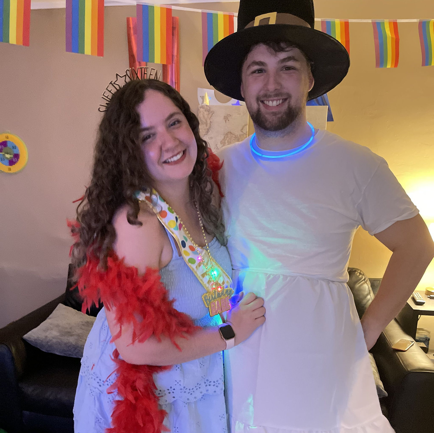 Sydney’s birthday party was thrown by some friends and we all dressed as different types on parties. Cam is Thanksgiving and Sydney is a sweet sixteen despite not turning 16 at this party