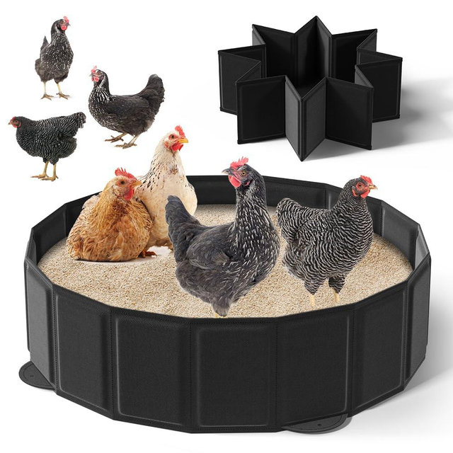 Moryimi Chicken Dust Bath Tub Container, 31" D x 7.8" H Dust Bath for Chickens, Foldable Essential Chicken Coop